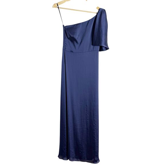 Sachin & Babi Chelsea Navy Blue Bow One Shoulder Sleeveless Formal Gown Size 2 - Picture 6 of 16